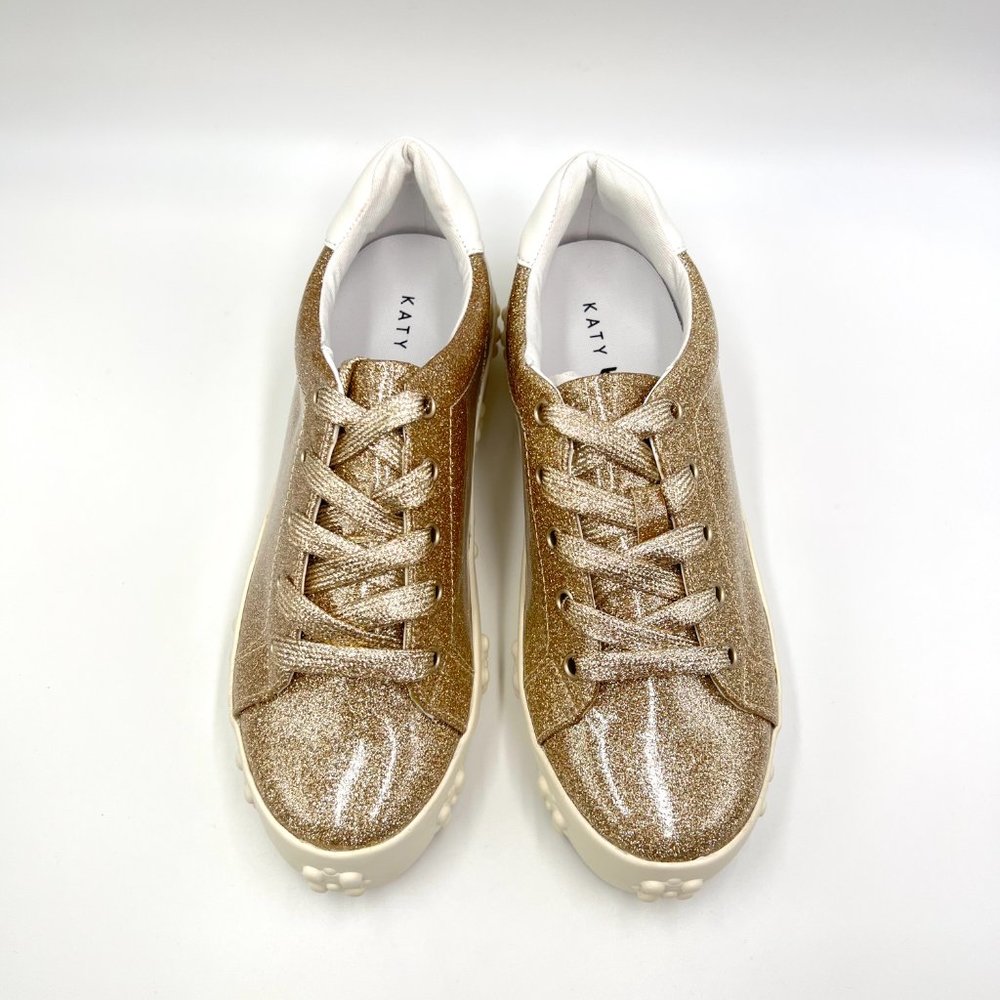 Katy Perry Womens Size‎ 7.5 The Florral Champagne Sparkly Sneakers Shoes 7.5M - Picture 3 of 13